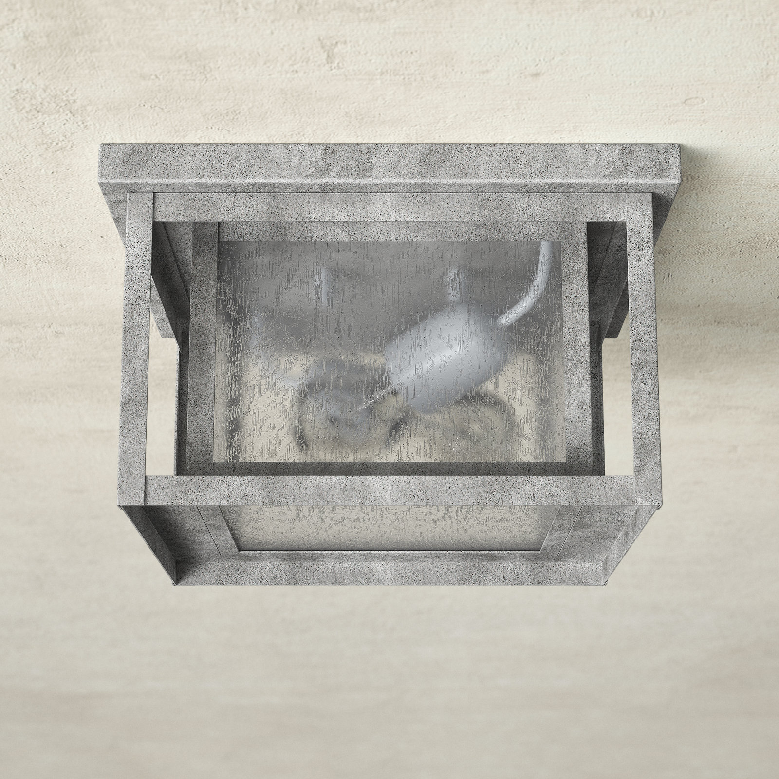 Vermont Seeded Square Outdoor Flush Mount, Weathered Pewter