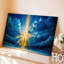 Toile, art dramatique céleste avec une croix radieuse au centre d'art mural illuminé par des rayons de lumière éclatants, art mural sur toile-150220993