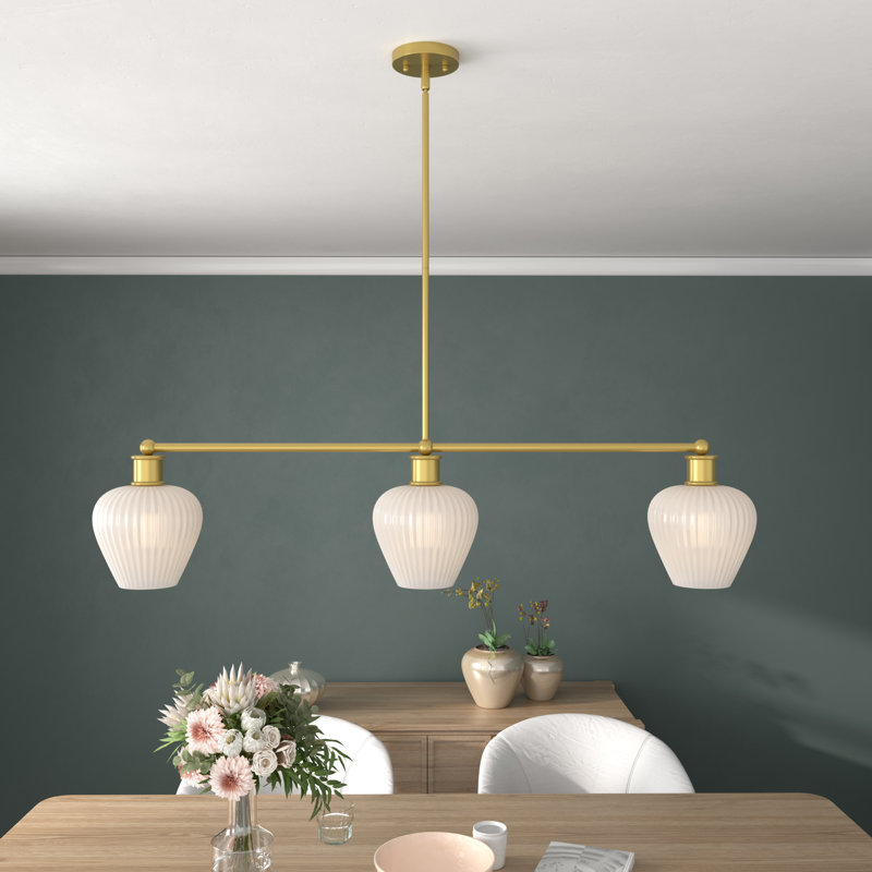 Lustre linéaire à 3 lumières pour îlot de cuisine à intensité variable, Noir