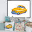 Voiture rétro jaune - peinture sur toile-67406525-67406532
