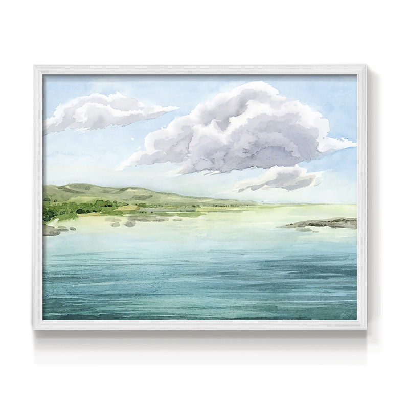 Clear Lagoon II -Framed Print - Restickable, 11" H x 14" W, White
