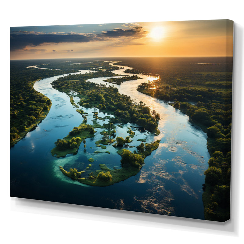 Delta de l'Okavango, Botswana II sur toile, H 16 po x l 32 po x P 1 po, Toile tendue
