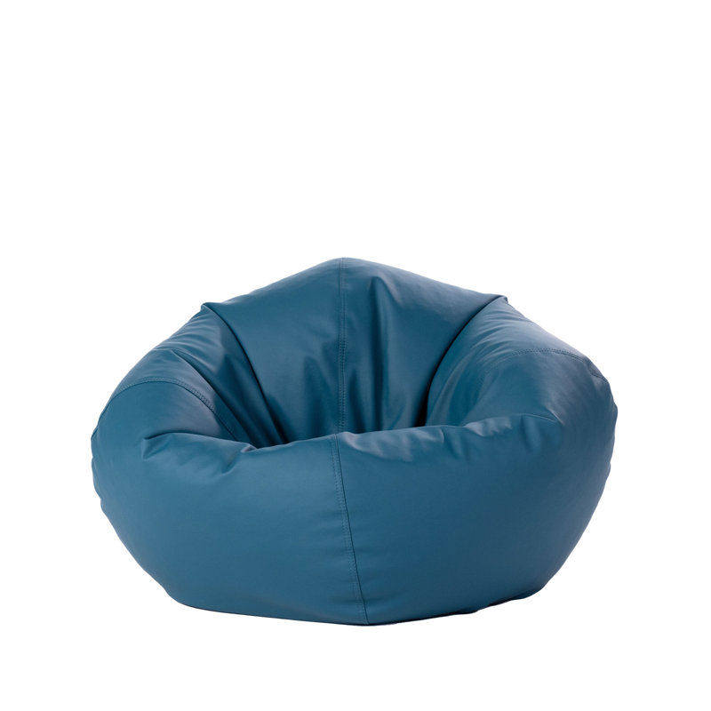 Factory Direct Partners 30 inch Round Faux Leather Bean Bag for Kids and Teens, Teal Faux Leather