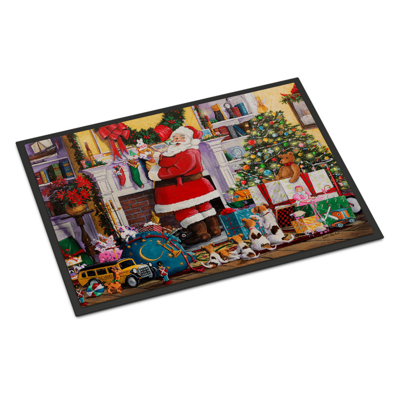 Tapis d'extérieur antidérapant Instinct 27 po x 18 po, Père Noël plaçant les cadeaux