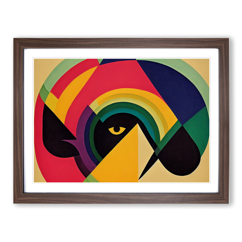 Striking Modern Abstract Art - Single Picture Frame Print, 46cm H x 64cm W x 2cm D, Walnut