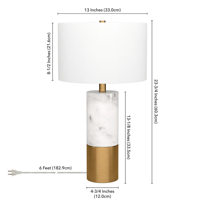 Liana Table Lamp, Marble/Brass/White