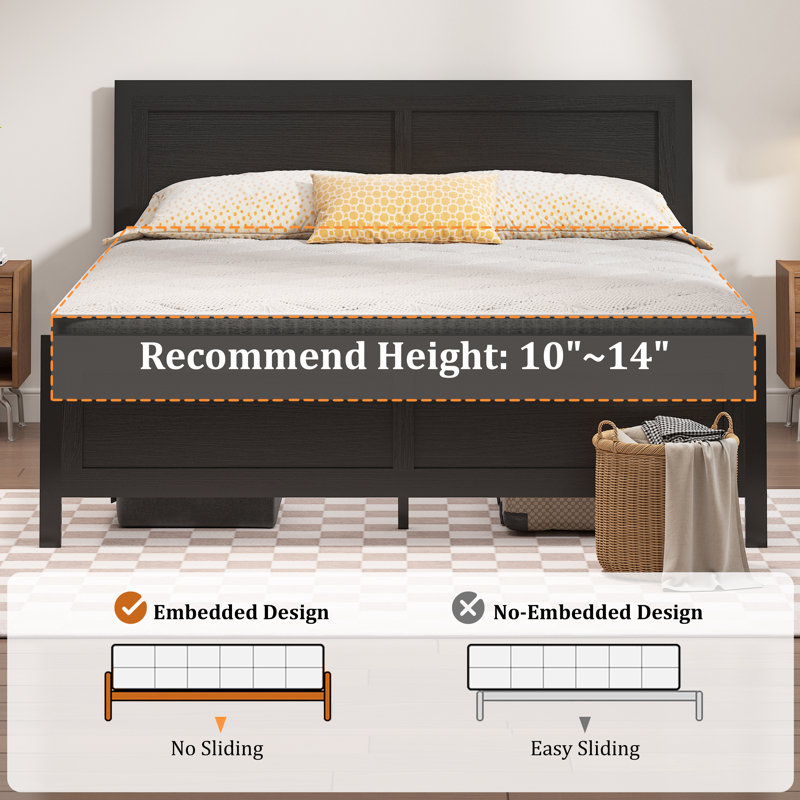 Bed Frame With Headboard And Footboard, Metal Bed Frame With Under-Bed Storage, All-Metal Support System, No Box Spring Needed, Easily Assemble
