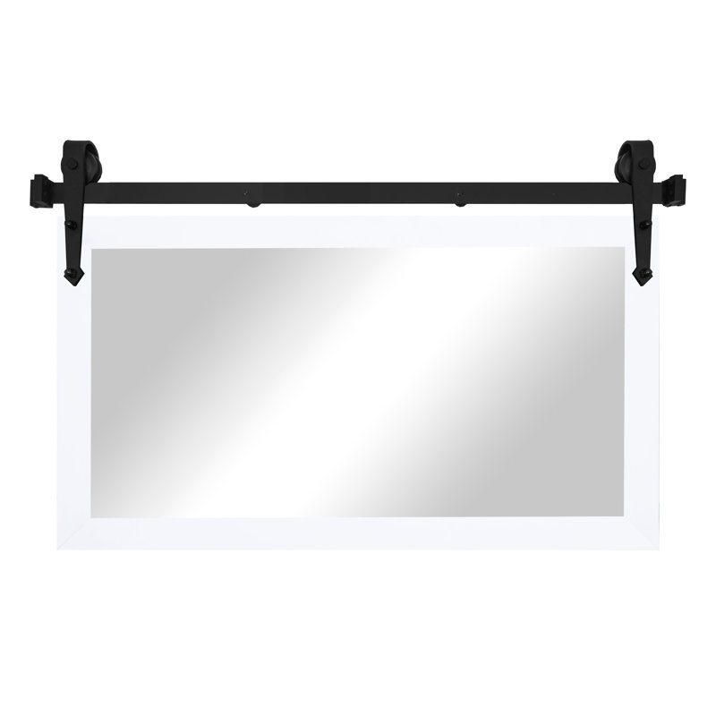 Conner Rea Flat Wall Mirror, Glossy White, 44" x 27"