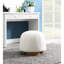 Tabouret rond rembourré en tissu entièrement assemblé, blanc, siège de 20 pouces, mousse haute densité, léger, pour le salon et la chambre à coucher avec tissu doux, capacité de poids de 300 lb, dortoir-59836618