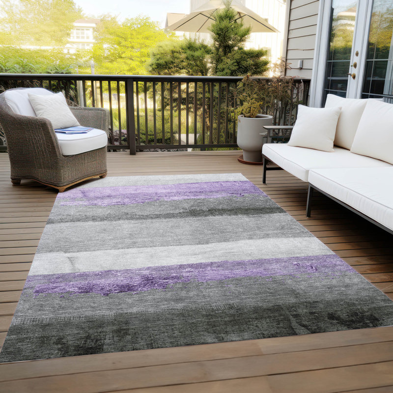 Machine Washable Indoor/Outdoor Xhevrie Lavender Rug, Rectangle 5' x 7'6" 