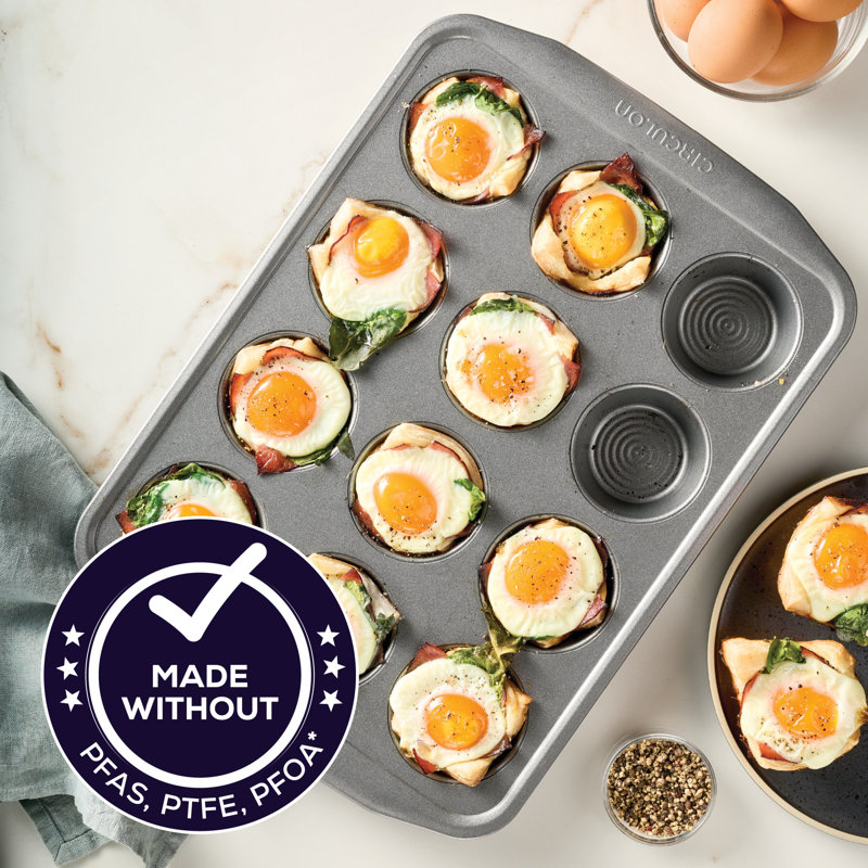 Circulon Bakeware Nonstick Muffin / Cupcake Pan, 1" H x 10.25" W x 15.47" D, Gray