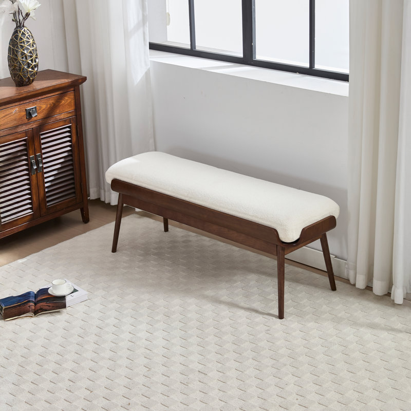 Banc d'entrée classique et minimaliste en tissu avec cadre en bois et banc de bout pour le salon de la chambre à coucher