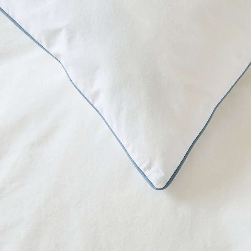 Stilian Percale Standard Square Pillowcase, White/Grey