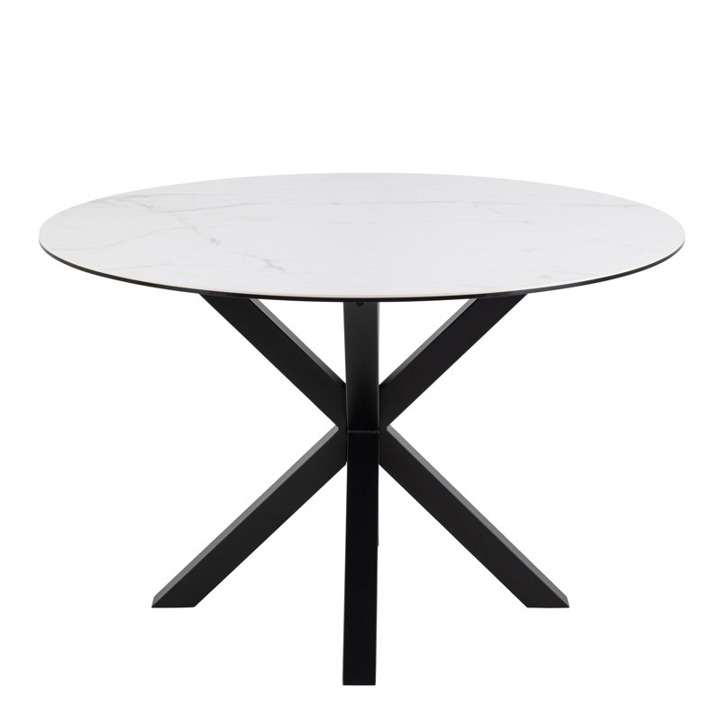 Harrisonburg Round Metal Base Dining Table, White
