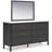 Mooran 2Pc Dresser Mirror Set, 6 Drawer, Matte Black, White Faux Marble-118778037