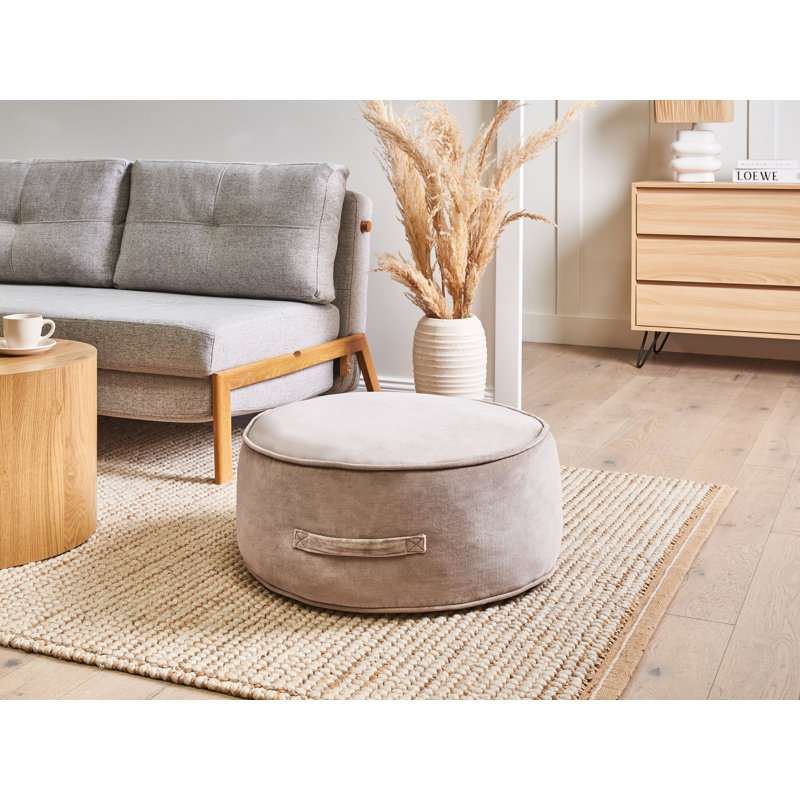 60cm Wide Round Solid Colour Pouffe Ottoman, Brown