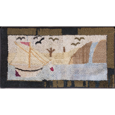 Tapis en laine antique crocheté ivoire américain des années 1920
