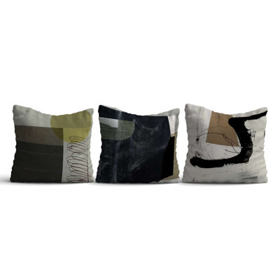 Ensemble de housse de coussin élégant (3 pièces), 16,9 x 16,9 pouces | 50% coton / 50% polyester, lavable et repassable | Parfait pour la décoration intérieure, le canapé et le salon, tissu doux et durable