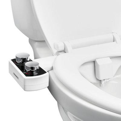 Accessoire de bidet pour toilette, siège de toilette de bidet non électrique - deux buses rétractables, pression d'eau réglable, pulvérisateur d'eau froide facile à installer pour lavage féminin à l'arrière, blanc