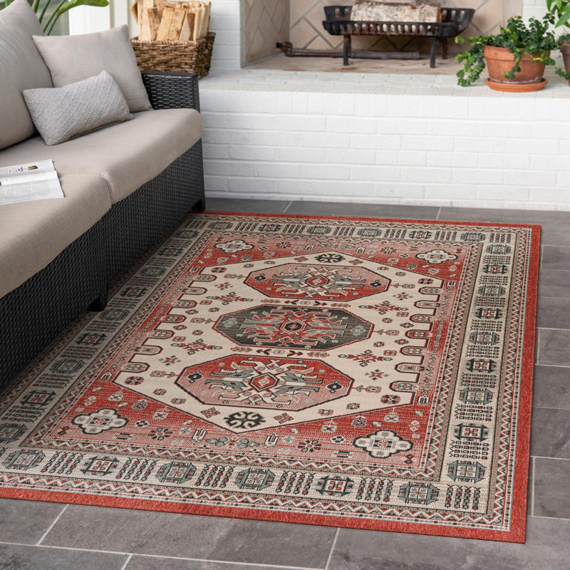 Tapis intérieur / extérieur traditionnel, Rectangle 2 pi x 3 pi 1 po