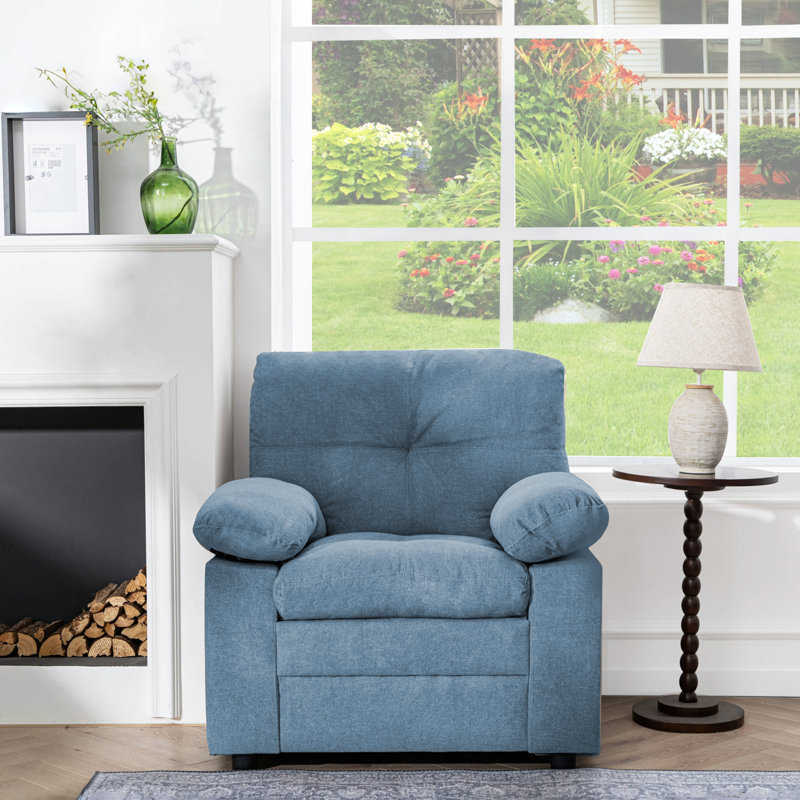  31.49" Modern Chenille Chair with Removable Armrests, Blue