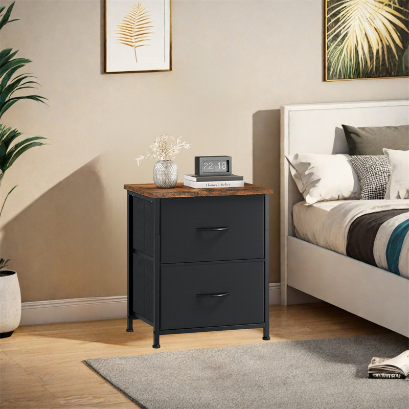 Table de chevet moderne, Noir / brun rustique