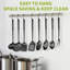 Ensemble d'ustensiles de cuisine 304 en acier inoxydable 304, ustensiles de cuisine 8 pièces avec écumoire, louche, desserte à spaghetti, spatule wok, cuillère rainurée, cuillère solide, four à viande et four à viande