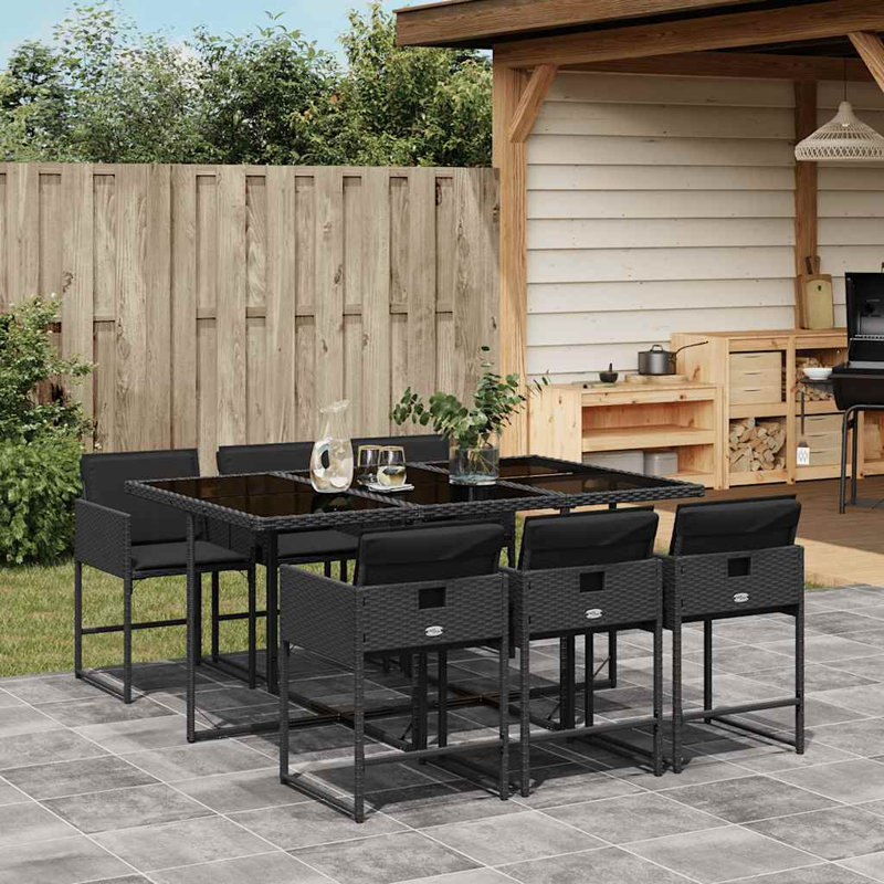 Patio Dining Set with, Black, Black
