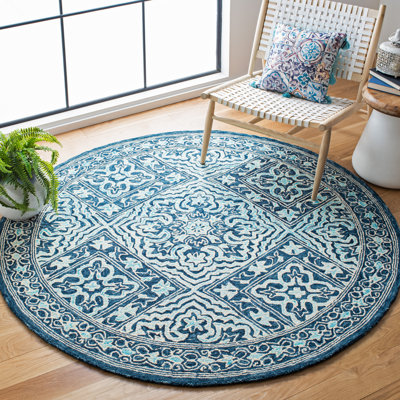 Tapis bleu marine / bleu clair en laine Rubalcava