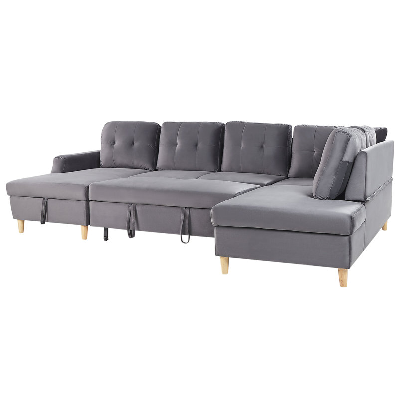 Abdirizaq 4 Seater Velvet Sofa Bed, Grey