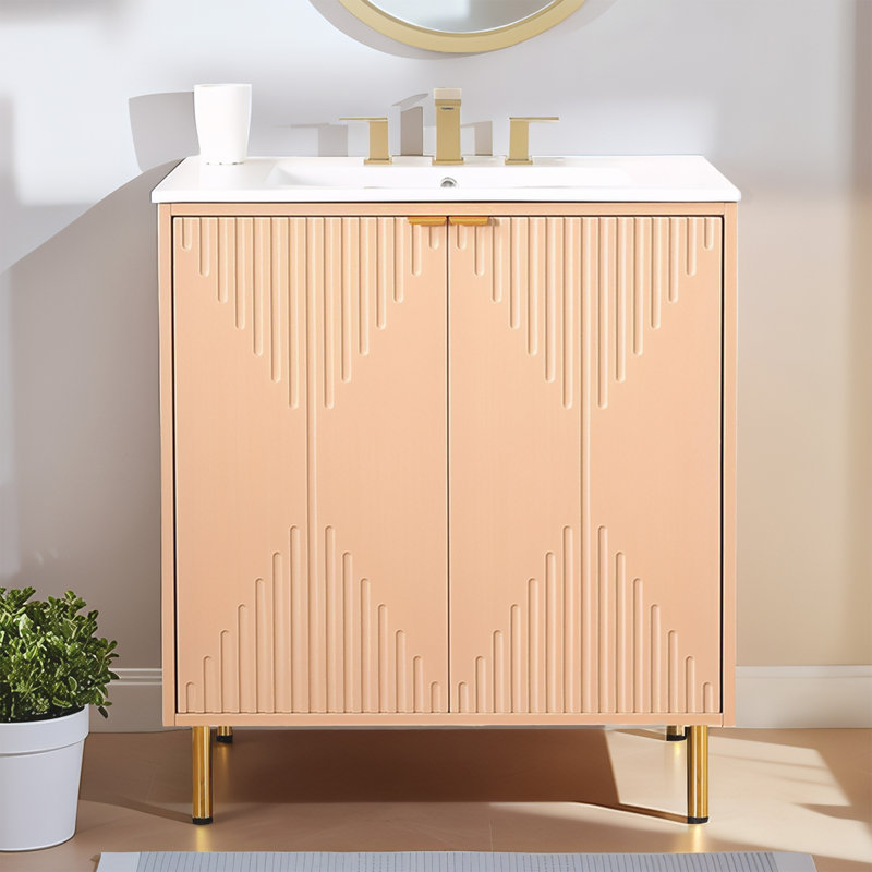 Ensemble de meuble-lavabo simple autoportant 30 po avec lavabo en céramique Modern