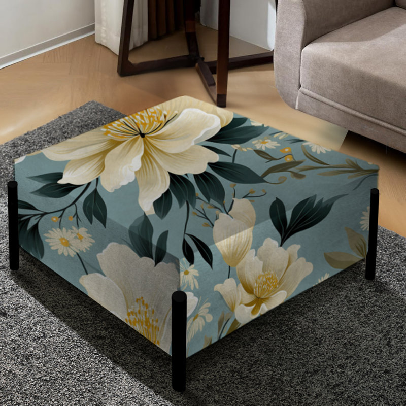 Subdued Oasis Boho Pattern - Floral Large Square Ottoman
