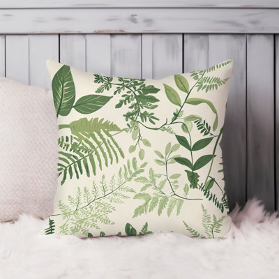 Botanical Garden Dreams Boho Leaves II Bohemian Throw Pillow Cover