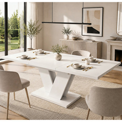 [120/160 x 80cm] Simple Style Extendable Rectangular Dining Table with V-Shaped Legs for 4-6 People