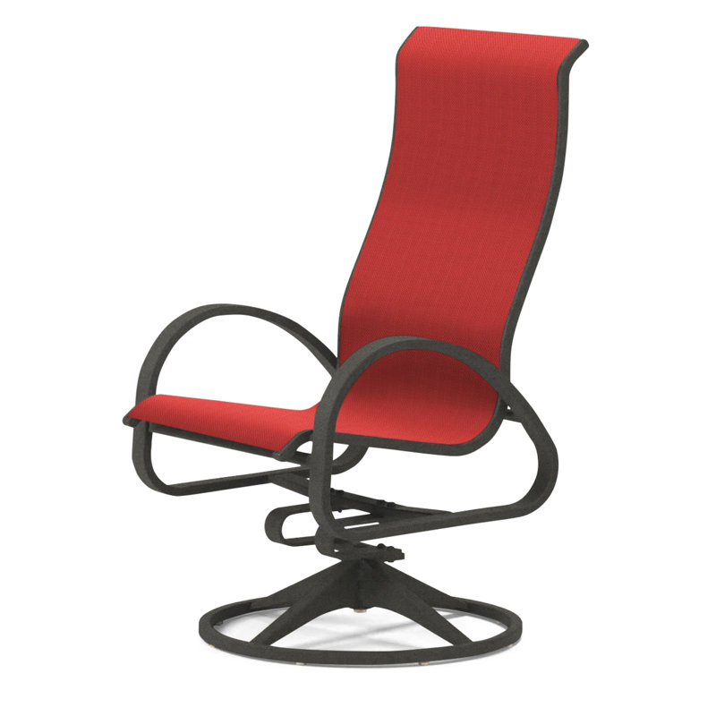 Fauteuil de patio pivotant Hiraku, Rouge 1D Sunbrella®, Graphite texturé