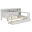 Lit de jour en bois avec tablettes de rangement, lit multifonctionnel avec deux tiroirs de rangement et bureau d'étude-81902773