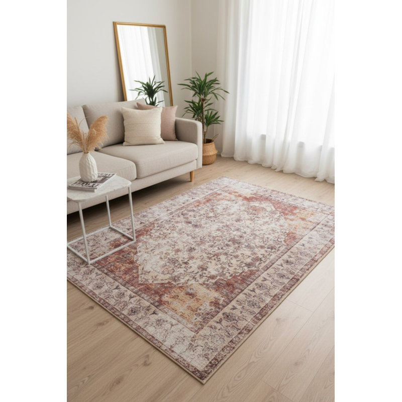 Tapis décoratif brun et beige, Tapis de couloir 2 pi 6 po x 9 pi 11 po