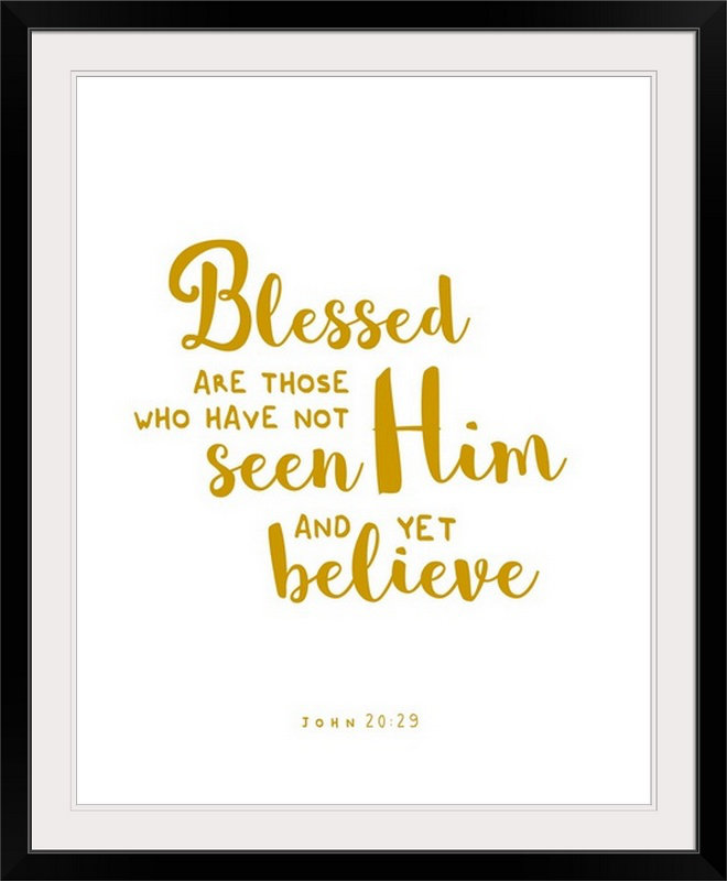 «John 20:29 - Scripture Art», art textuel, H 32 po x l 27 po x P 1 po, Cadre noir