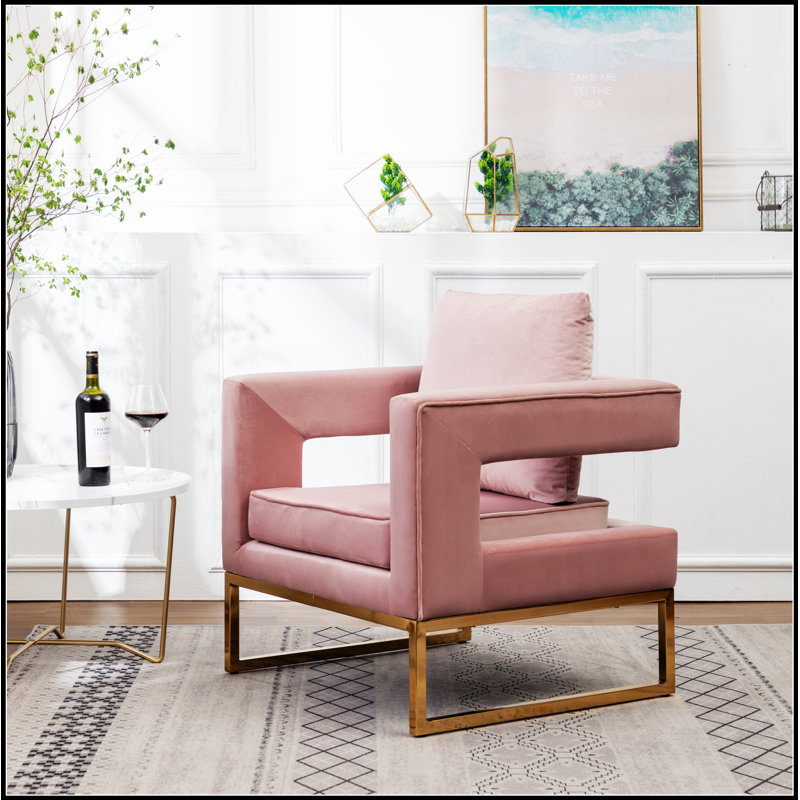 Chaise avec accoudoirs rembourrée Lenola, Rose