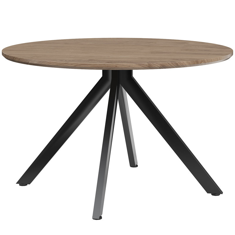 Solid Wood Round Dining Kitchen Table For 4-6 People With Intersecting Pedestal Base, Black/Brown