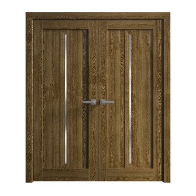 Interior Solid French Double Doors | Ego 5014 | Wood Interior Solid Panel Frame | Closet Bedroom Modern Doors