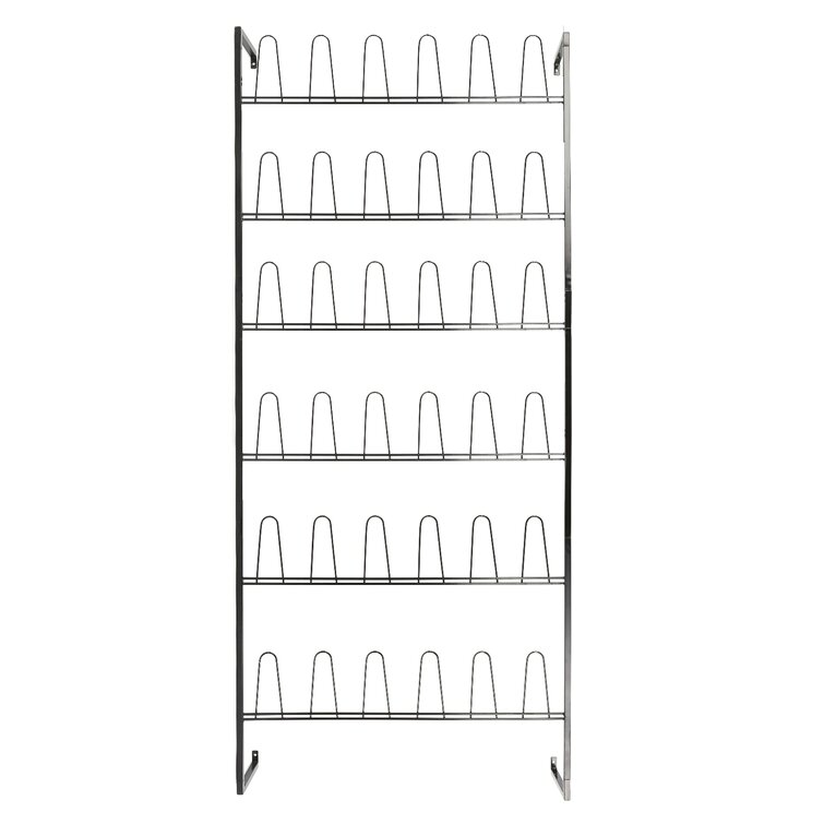 MyGift Wall Mounted White Metal Shoe Rack Organizer for Boots, Slippers,  Sneakers, Wall Hanging Vertical Heavy Duty Shoe Storage Display Rack, Holds