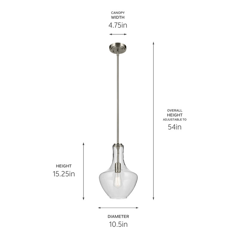 15.25" 1-Light Bell Pendant with Clear Glass