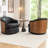 Wooden Vegan Leather Upholstered  Armchair  Swivel Barrel Chair-113403014
