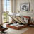 Modern Queen Velvet Upholstered Lift-Up Storage Platform Bed with Wingback Channel-Tufted Headboard, Ocher-646257343-646257337