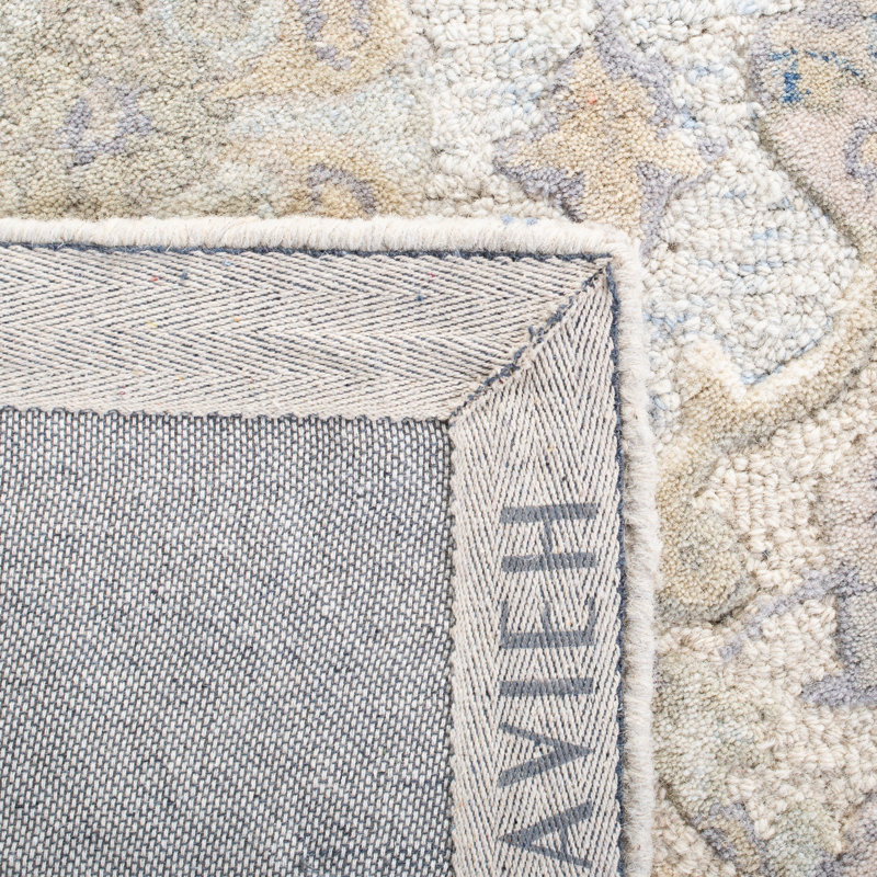 Tapis oriental gris / bleu en laine touffeté à la main Aurelijus, Carré 4 pi