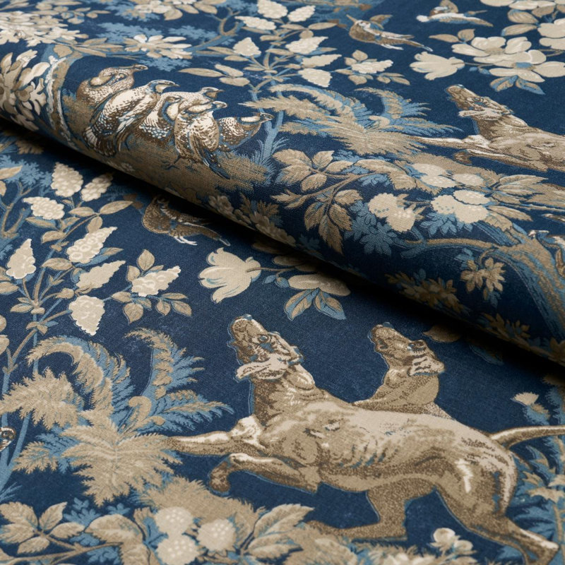 Hound Meadow Fabric, Indigo