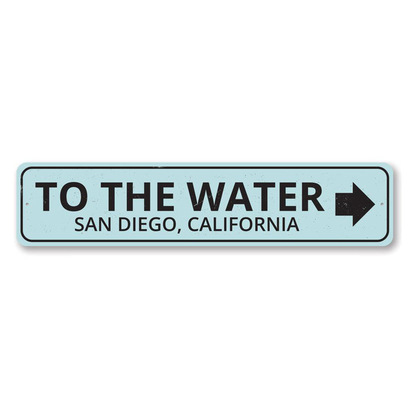 Enseigne en aluminium «To The Water», H 6 po x l 24 po x P 0,063 po