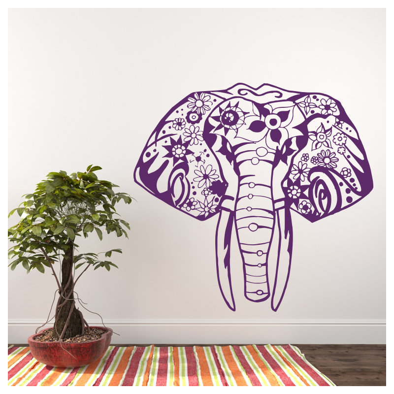 Décalcomanie murale éléphant yoga Litton, Violet