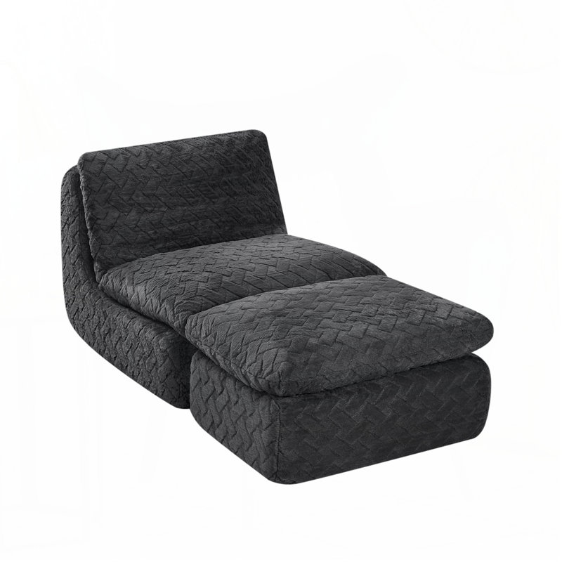 Fauteuil à compression complète avec repose-pieds Liyasi, Noir